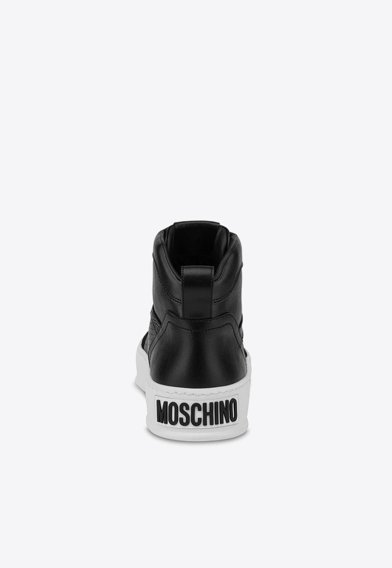 Moschino Bumps & Stripes High-Top Sneakers MB15594G0IGAE00B MIX NERO