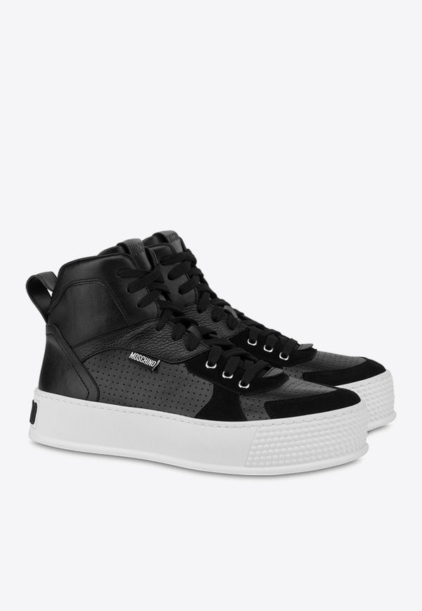 Moschino Bumps & Stripes High-Top Sneakers MB15594G0IGAE00B MIX NERO