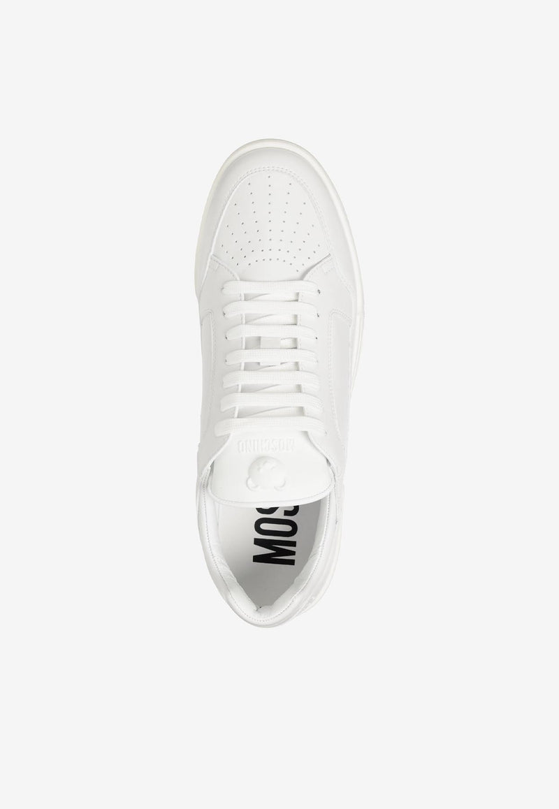 Moschino Low-Top Faux Leather Sneakers MB15874G1HGA0100 PU BIANCO White