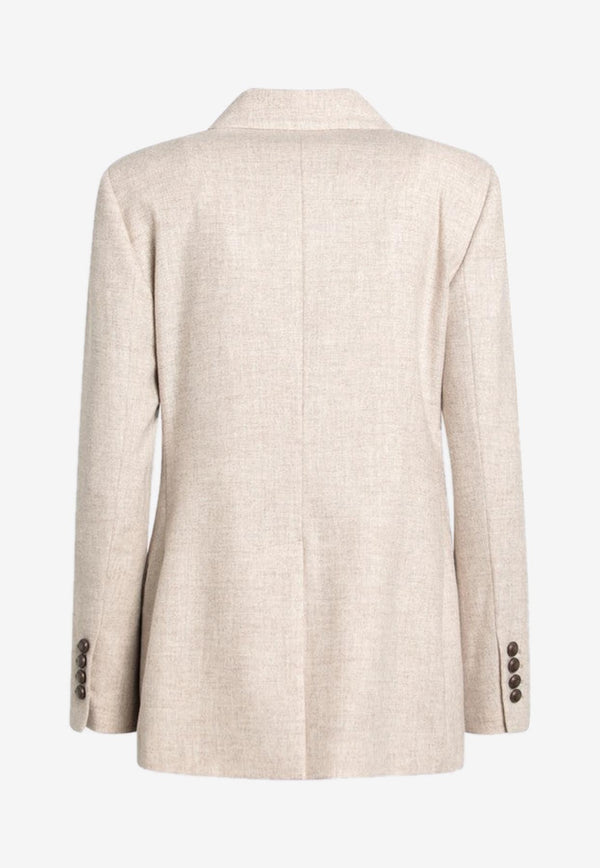 Brunello Cucinelli Double-Breasted Wool Blend Blazer Beige MB1627054WO/R_CUCIN-C012