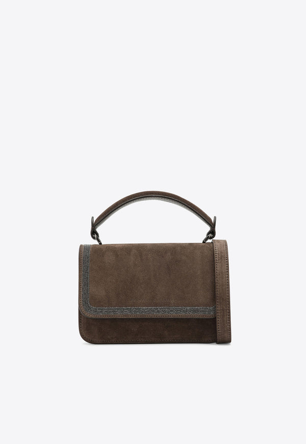 Brunello Cucinelli Small Suede Leather Top Handle Bag Beige MBDLD2496LE/O_CUCIN-C8769