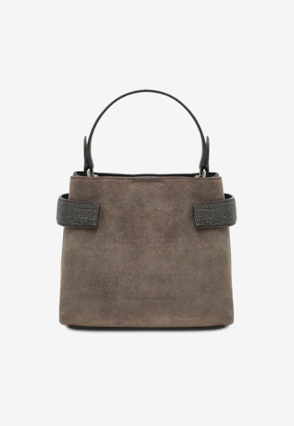 Brunello Cucinelli Small Essence Suede Handbag Brown MBDLD2499LE/R_CUCIN-C8769