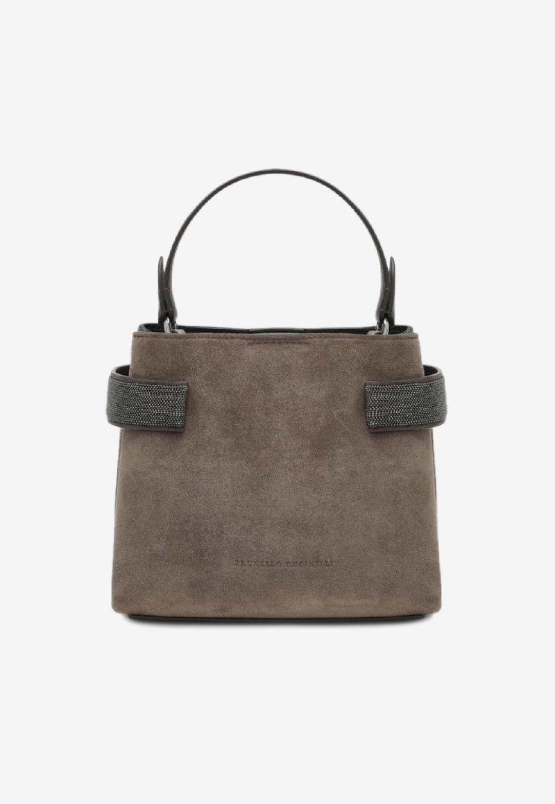 Brunello Cucinelli Small Essence Suede Handbag Brown MBDLD2499LE/R_CUCIN-C8769
