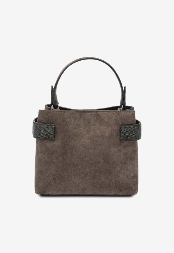 Brunello Cucinelli Small Essence Suede Handbag Brown MBDLD2499LE/R_CUCIN-C8769