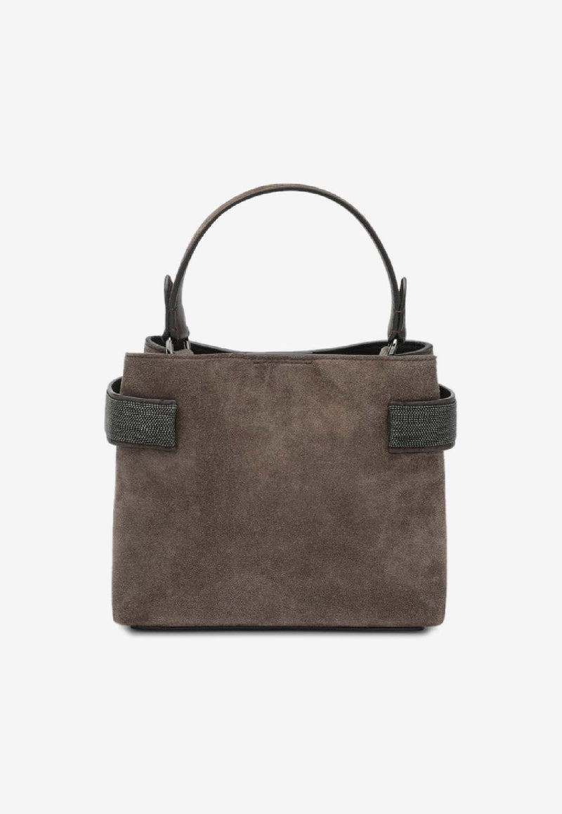 Brunello Cucinelli Small Essence Suede Handbag Brown MBDLD2499LE/R_CUCIN-C8769