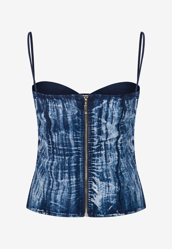 Mybestfriends Avalon Bleached Denim Bustier Top Navy MBFBLZ145_NAVY