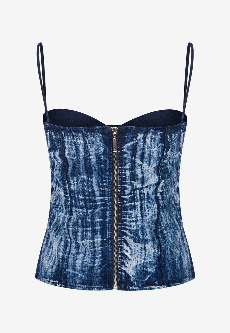 Mybestfriends Avalon Bleached Denim Bustier Top Navy MBFBLZ145_NAVY