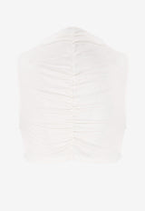 Mybestfriends Nemesis Ruched Cropped Top Ecru MBFBLZ148_ECRU