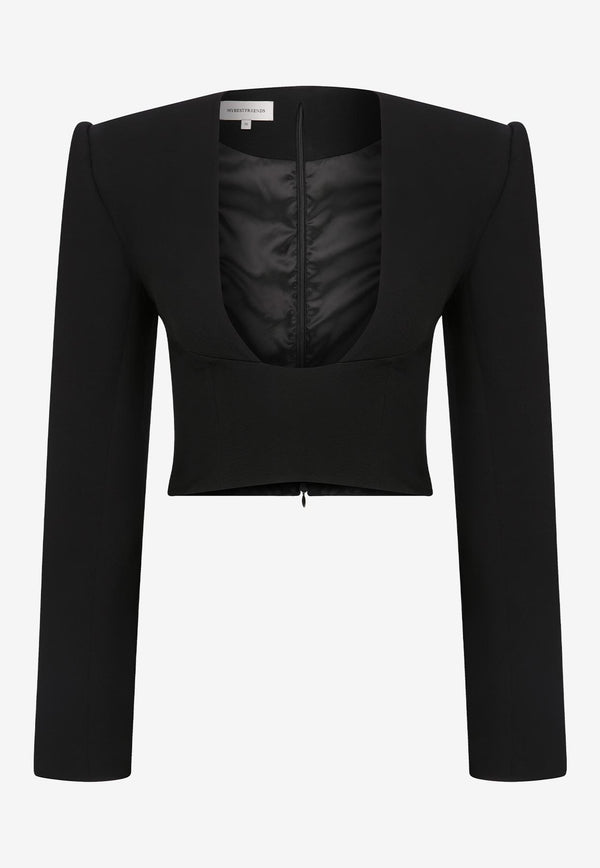 Mybestfriends Lucia Deep U-neck Cropped Top Black MBFBLZ153_BLACK