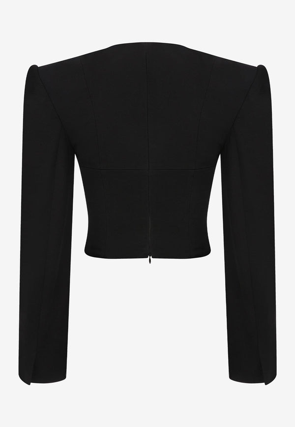 Mybestfriends Lucia Deep U-neck Cropped Top Black MBFBLZ153_BLACK