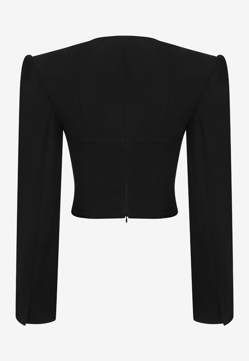 Mybestfriends Lucia Deep U-neck Cropped Top Black MBFBLZ153_BLACK