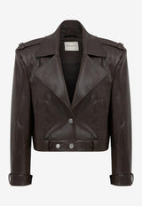 Mybestfriends Cynthia Cropped Leather Jacket Chocolate MBFCKT194_CHOCOLATE