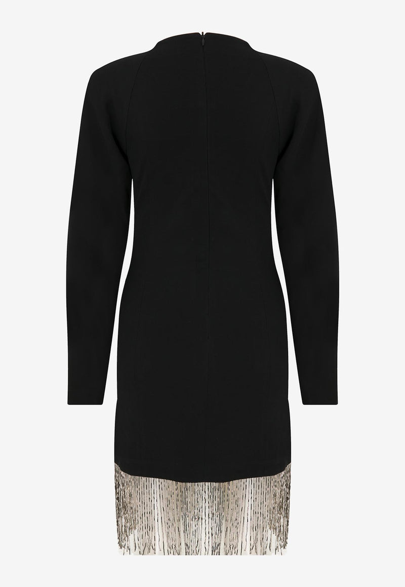 Mybestfriends Cecilia Dress Fringed Mini Dress Black MBFELB426_BLACK