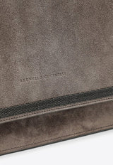 Brunello Cucinelli Monili-Embellished Crossbody Bag Gray MBFXD2216LE/O_CUCIN-C8212