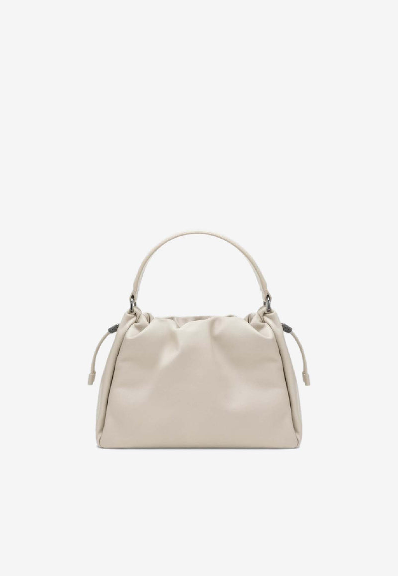 Brunello Cucinelli Small Mellow Bucket Bag White MBGPD3610LE/R_CUCIN-C8905