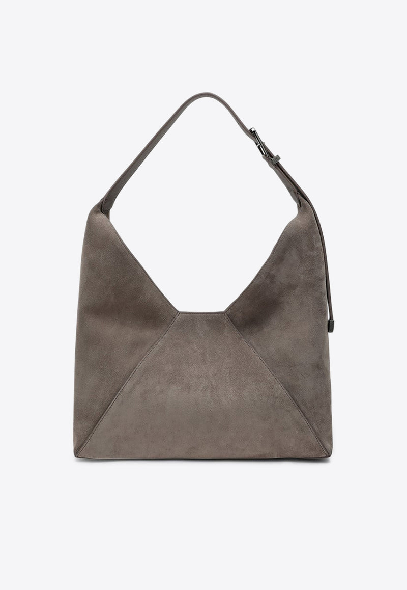 Brunello Cucinelli Suede Hobo Shoulder Bag  Gray MBHID3678LE/P_CUCIN-C8212