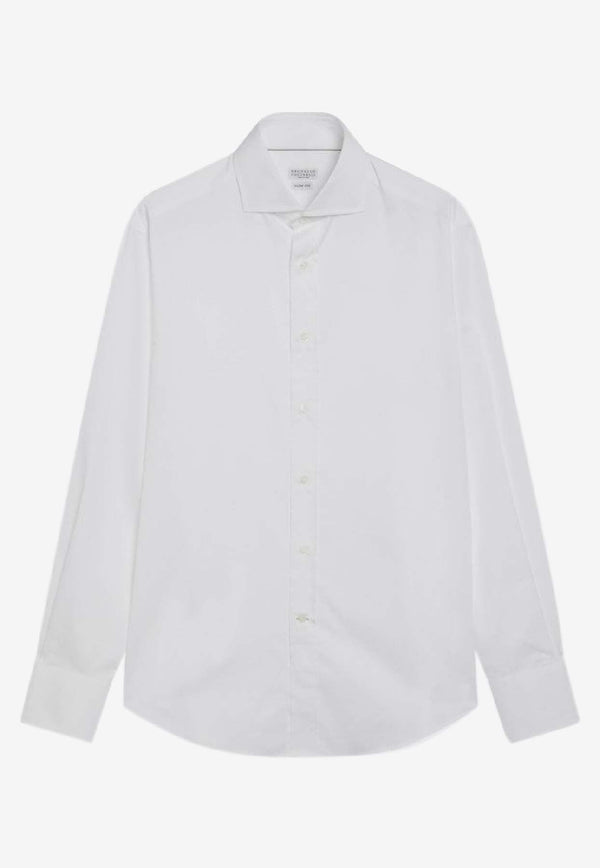 Brunello Cucinelli Long-Sleeved Buttoned Shirt White MBUC41718CO/R_CUCIN-C159