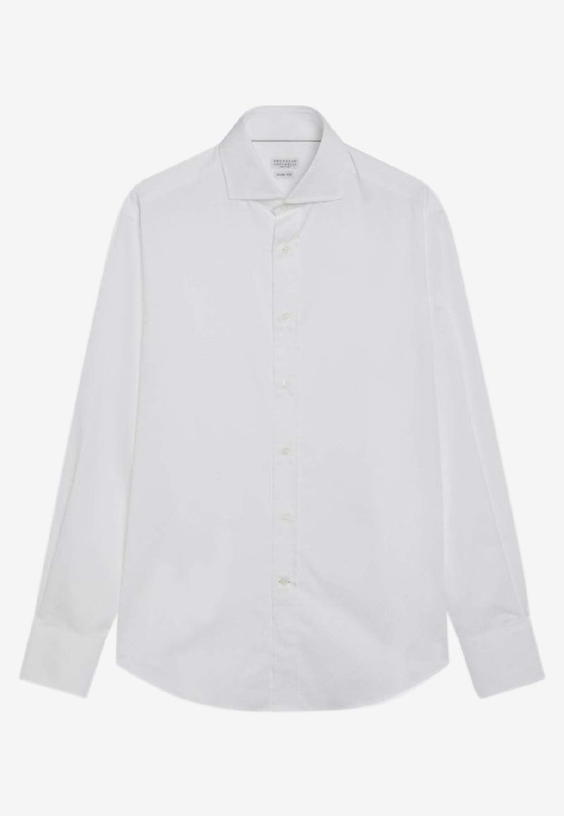 Brunello Cucinelli Long-Sleeved Buttoned Shirt White MBUC41718CO/R_CUCIN-C159