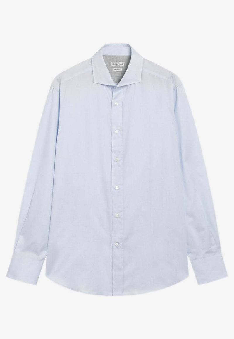 Brunello Cucinelli Long-Sleeved Buttoned Shirt Light Blue MBUC41718CO/R_CUCIN-C735