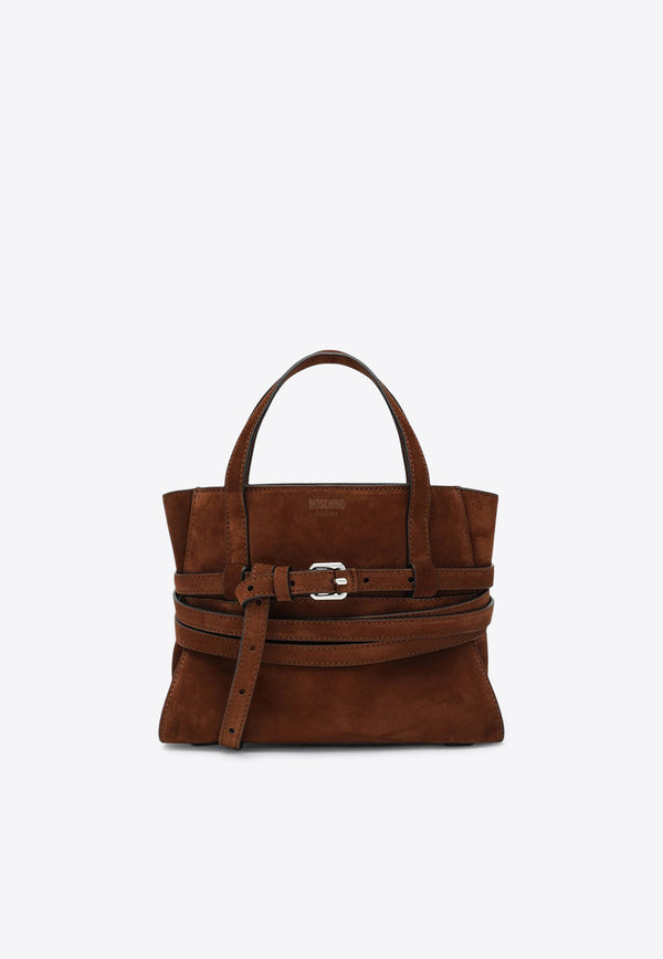 Moschino Medium Tie Me Suede Top Handle Bag Brown MC4011PP0NOF0/R_MOSCH-30A