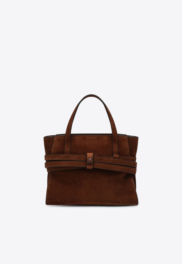 Moschino Medium Tie Me Suede Top Handle Bag Brown MC4011PP0NOF0/R_MOSCH-30A