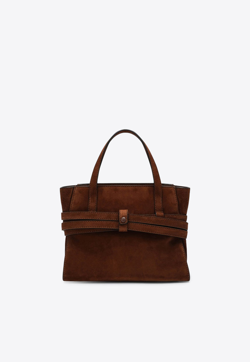 Moschino Medium Tie Me Suede Top Handle Bag Brown MC4011PP0NOF0/R_MOSCH-30A