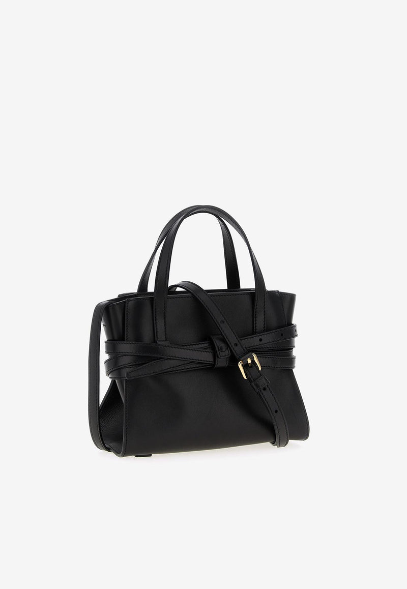 Moschino Small Tie Me Top Handle Bag Black MC4012PP1NOA0000 NAPPA NERO