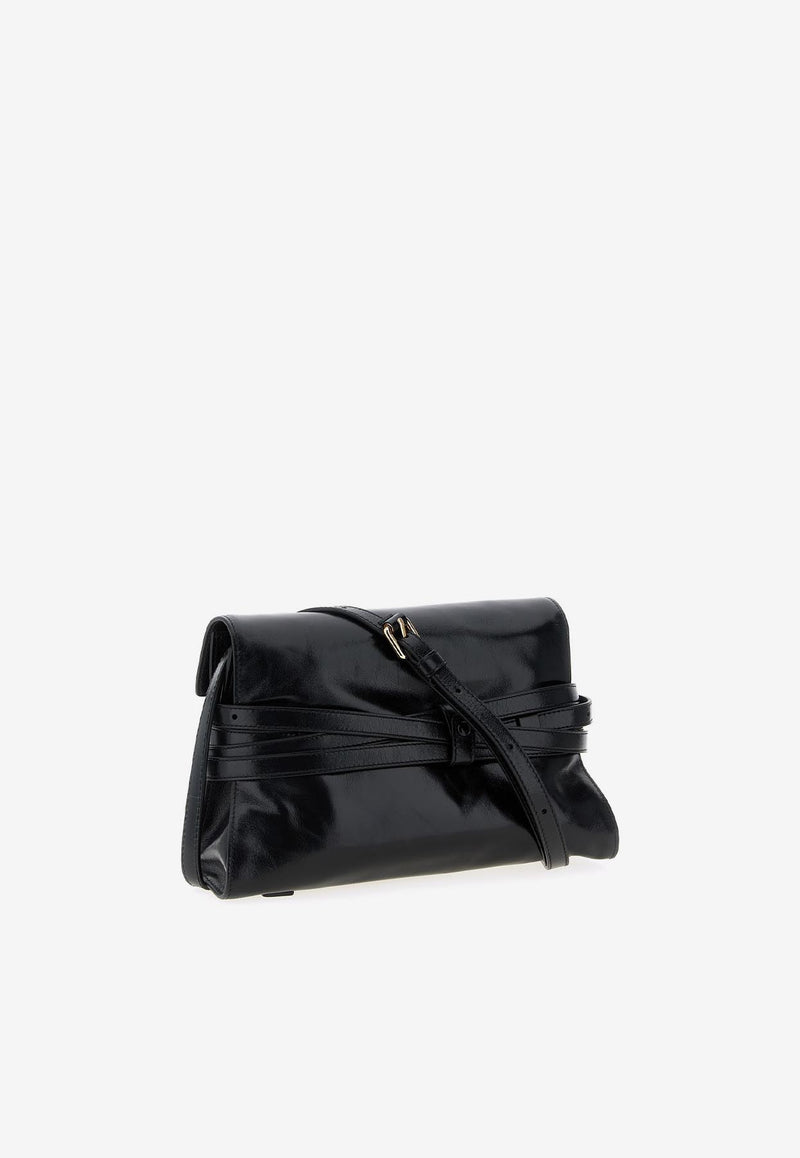 Moschino Tie Me Leather Crossbody Bag Black MC4019PP1NOQ0000 DALLAS NERO