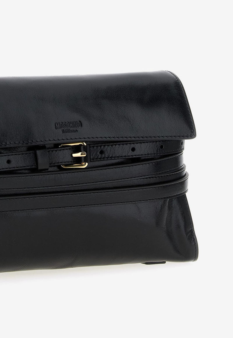 Moschino Tie Me Leather Crossbody Bag Black MC4019PP1NOQ0000 DALLAS NERO