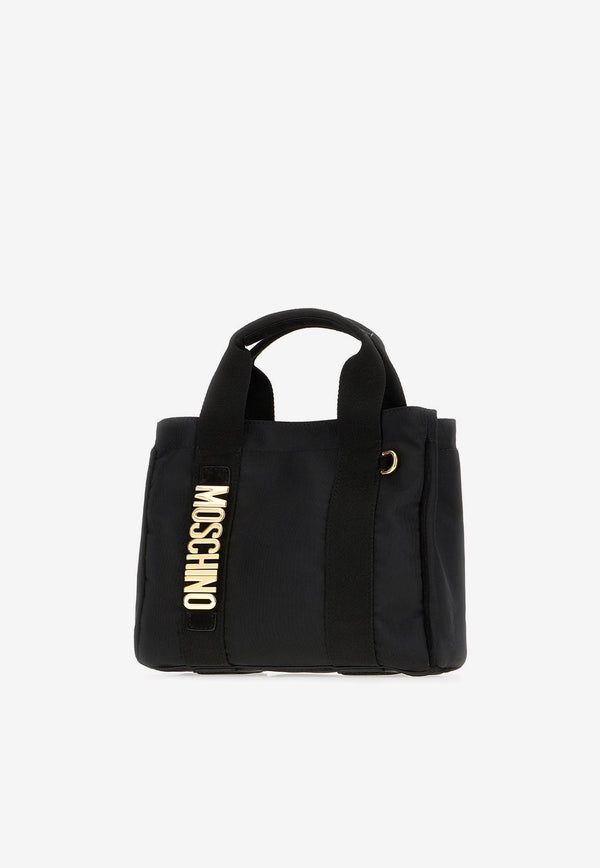 Moschino Small Logo Plaque Tote Bag Black MC4616PP1NO2100B NERO/ORO