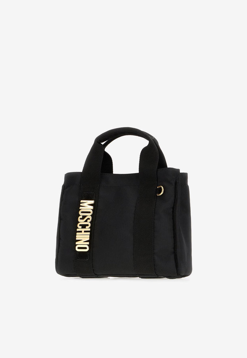 Moschino Small Logo Plaque Tote Bag Black MC4616PP1NO2100B NERO/ORO