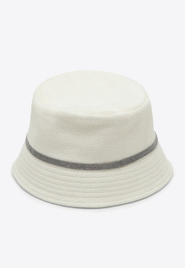 Brunello Cucinelli Monili Embellished Bucket Hat White MCAP90070CO/O_CUCIN-C001