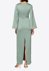 AIDAN MATTOX  V-neck Waist Cinch Dress Green MD1E209816_GREEN