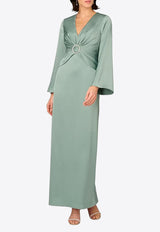 AIDAN MATTOX  V-neck Waist Cinch Dress Green MD1E209816_GREEN