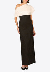 AIDAN MATTOX Jacquard Maxi Dress Black MD1E209822_BLACK WHIT