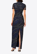 AIDAN MATTOX Beaded Maxi Dress Navy MD1E209829_NAVY