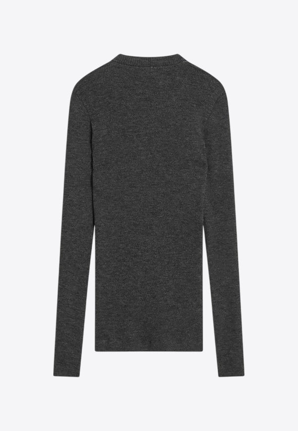 Brunello Cucinelli V-neck Wool Sweater Gray MD998VB702WO_CUCIN-C001