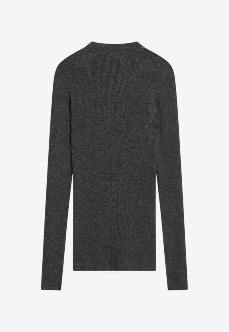 Brunello Cucinelli V-neck Wool Sweater Gray MD998VB702WO_CUCIN-C001