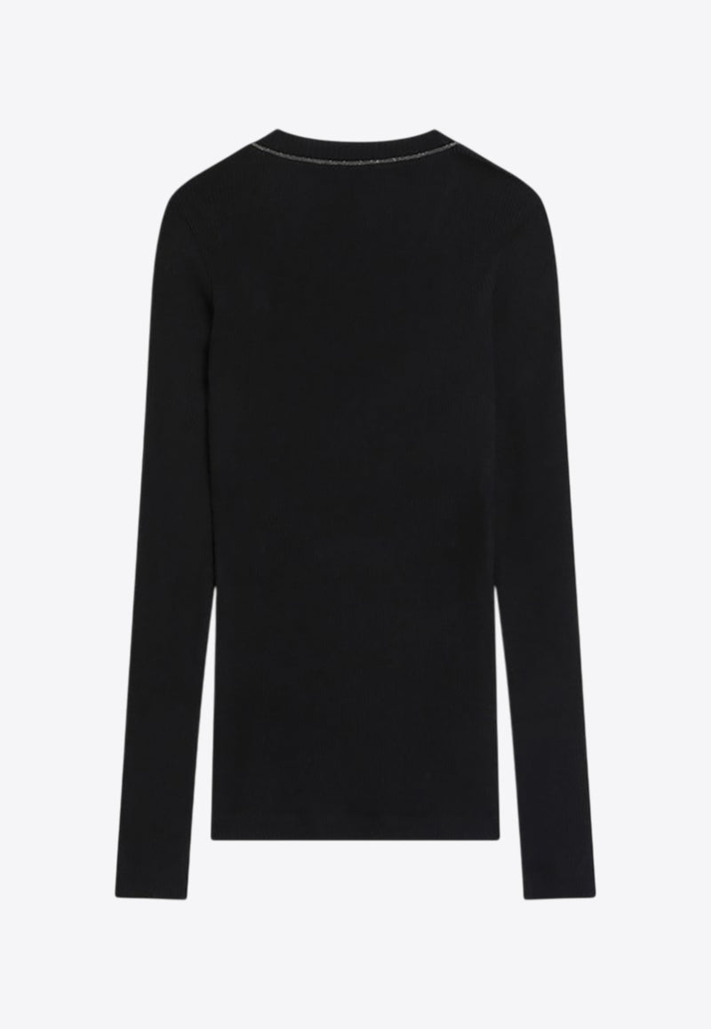 Brunello Cucinelli V-neck Wool Sweater Blue MD998VB702WO_CUCIN-C1042