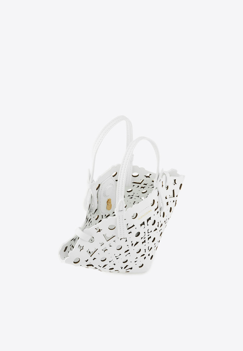 Aquazzura Mini Daisy Leather Tote Bag MDYMTOT0-CALFFF WHITE