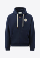 Casablanca Casa Temple Zip-Up Hooded Sweatshirt Navy MF24-JTP-150-01NAVY