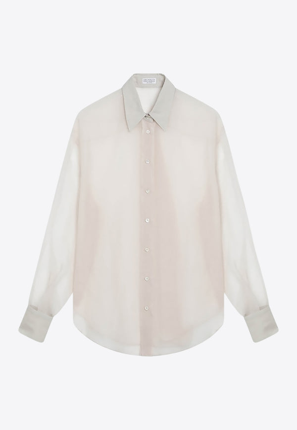 Brunello Cucinelli Monili Embellished Silk Shirt Light Beige MF940NB916SI/R_CUCIN-C2856_323-XL