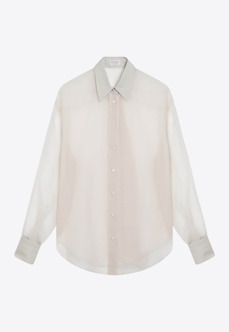 Brunello Cucinelli Monili Embellished Silk Shirt Light Beige MF940NB916SI/R_CUCIN-C2856_323-XL