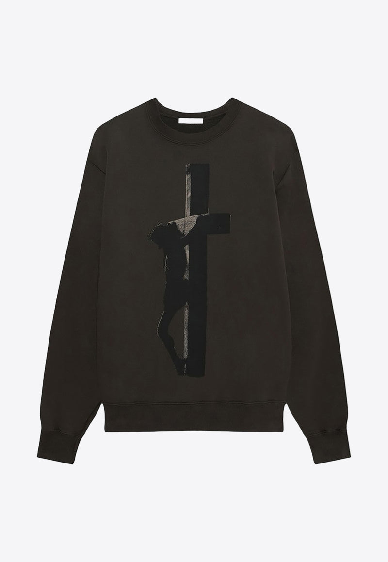 1989 Studio Cross and Amen Print Sweatshirt Brown MFW24.301.CROSSCO/P_1989-PET