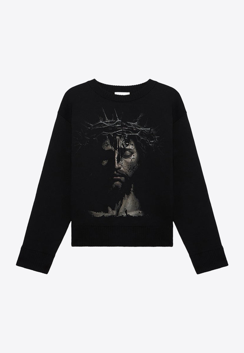 1989 Studio Jesus Print Knitted Sweater Black MFW24.406.JESUSCO/P_1989-BLK