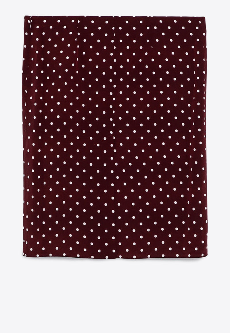 Miu Miu Polka Dot Silk Pencil Skirt Maroon MG2269OOO13LG/P_MIU-F0FDD