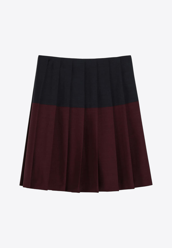 Miu Miu Colorblocked Pleated Mini Skirt Red MG2419OOO163O/Q_MIU-F008E