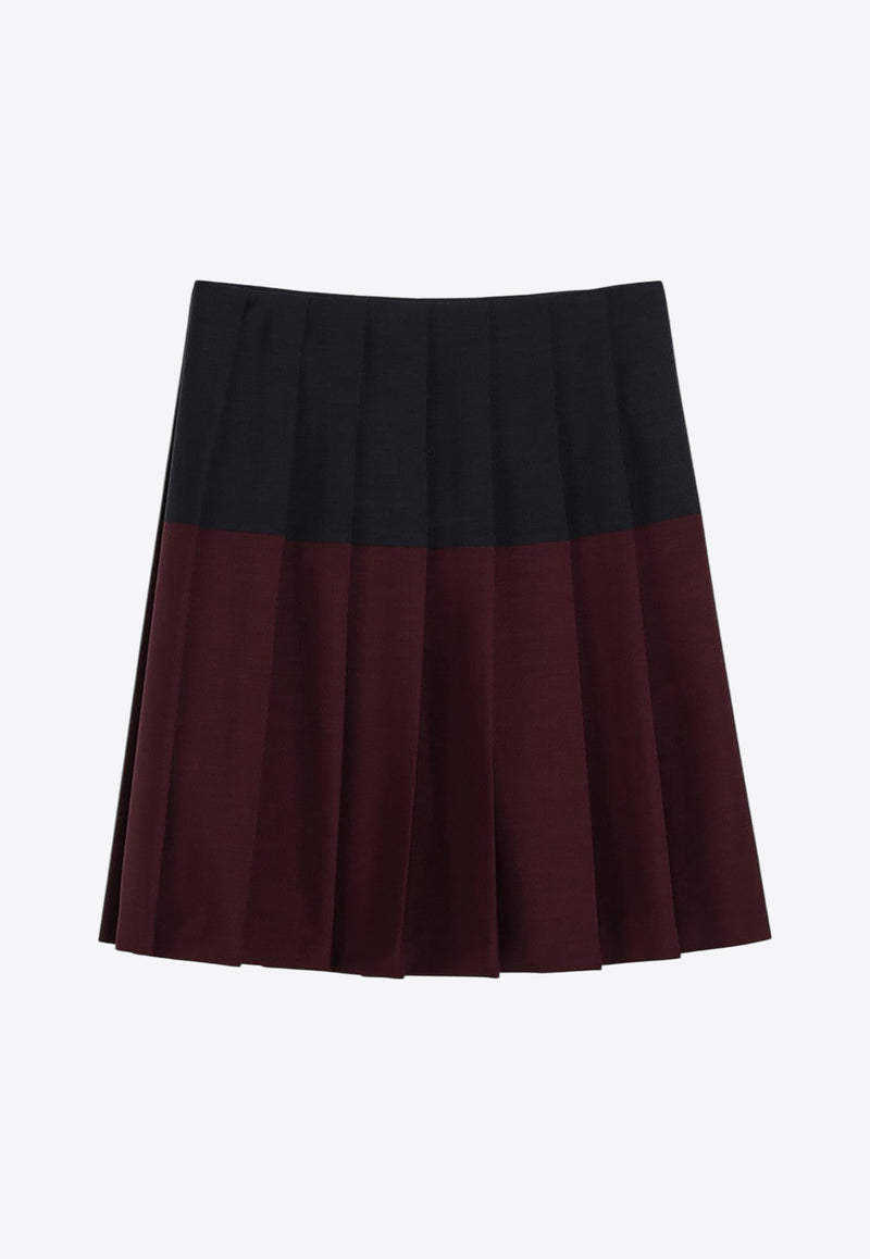 Miu Miu Colorblocked Pleated Mini Skirt Red MG2419OOO163O/Q_MIU-F008E