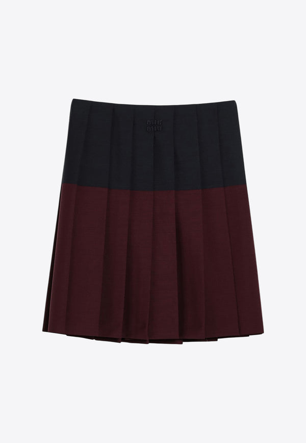 Miu Miu Colorblocked Pleated Mini Skirt Red MG2419OOO163O/Q_MIU-F008E