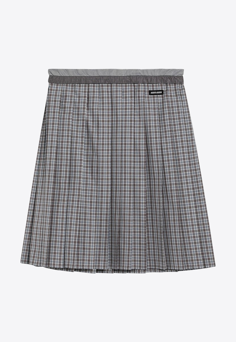 Miu Miu Pleated Check Midi Skirt Multicolor MG2467OOO17LX/R_MIU-F0OBD